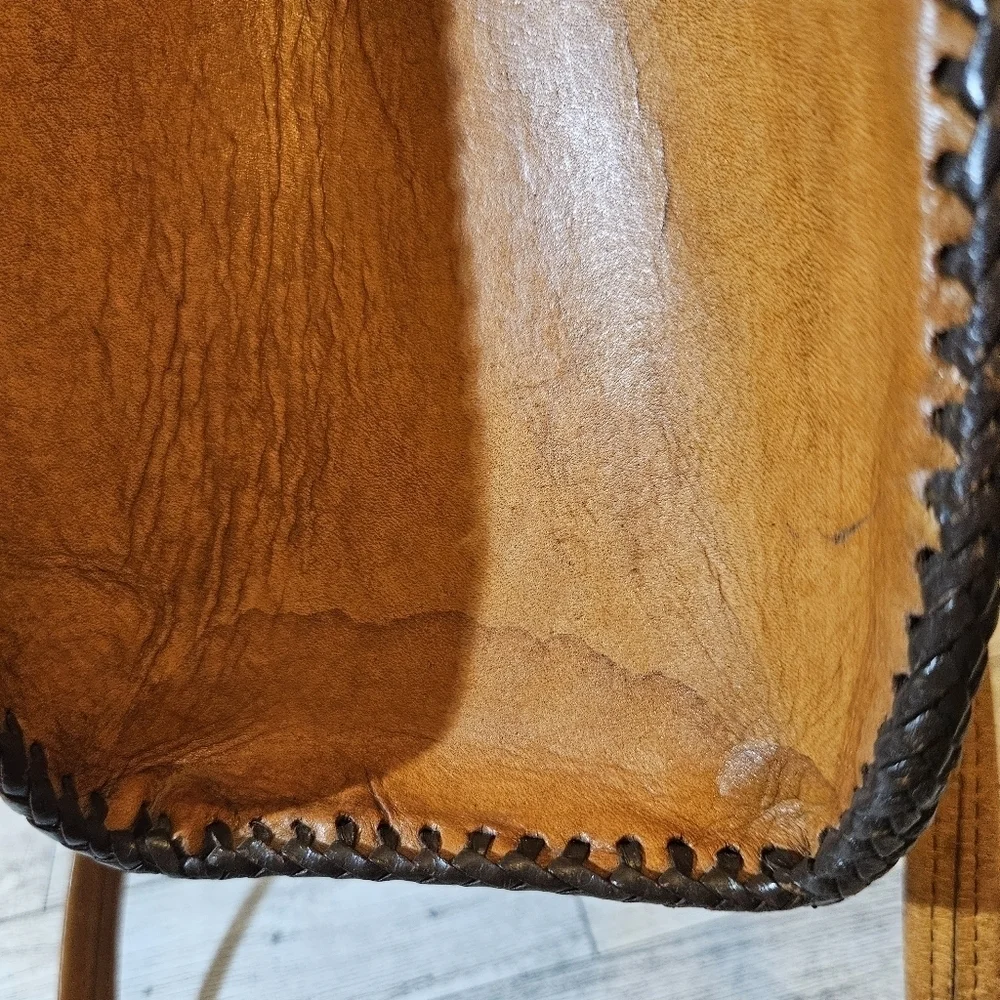 COPY - Vintage Hand Tooled Leather Hard Sided Satchel Bag